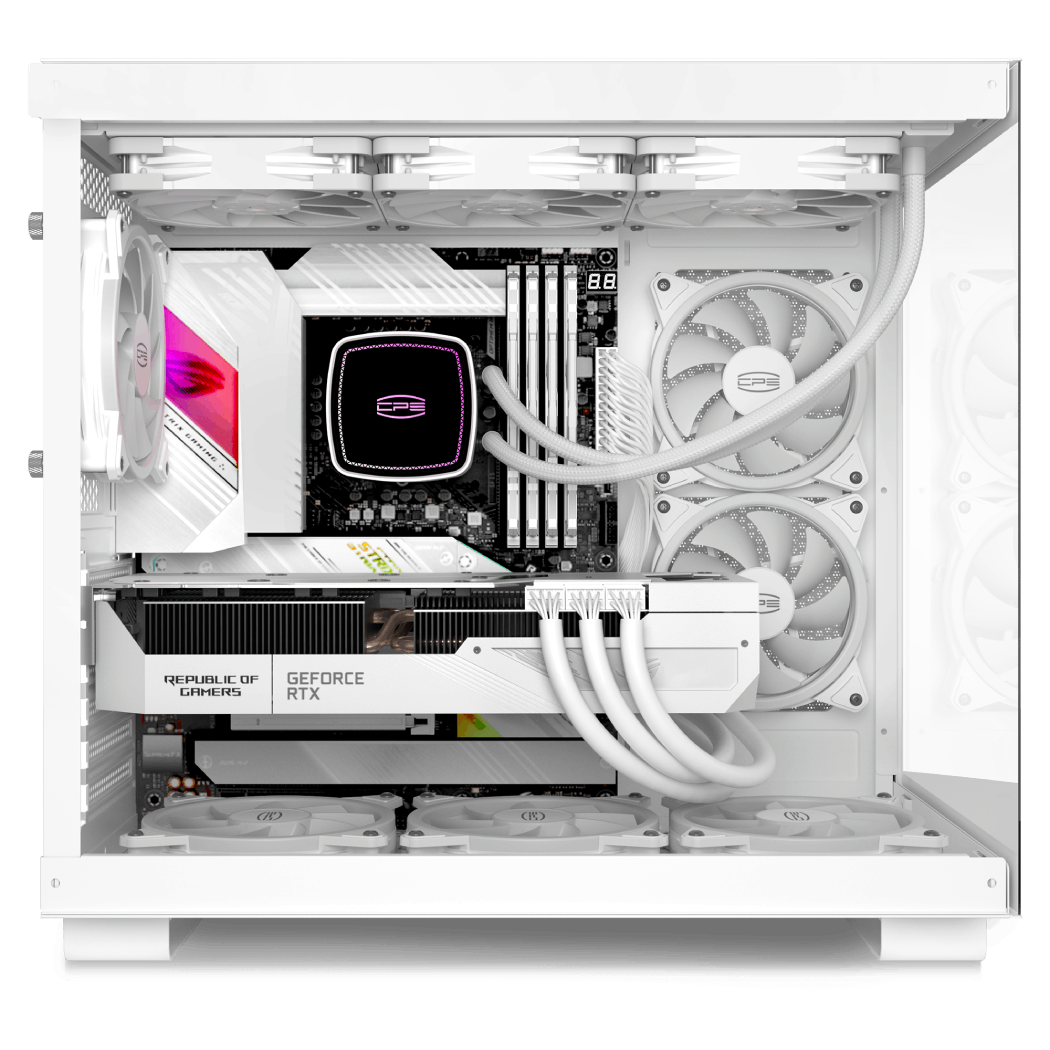 Carcasa PCCOOLER, Middle Tower, ATX, 6 ventilatoare, ARGB, negru, USB 3.2 gen 1 x 2, USB Type-C x 2, mic, audio