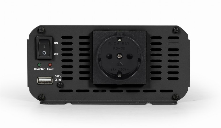 Invertor Energenie EG-PWC1200-01, cu sinusoida simulata, Inverter auto, 1200W, Schuko x 1, USB 5V 2.1A, baterie 10-16V