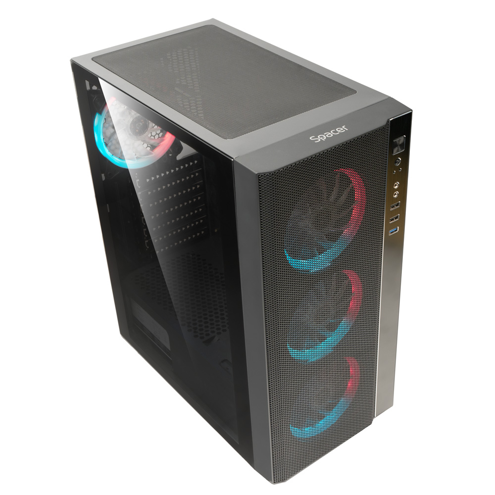 Carcasa SPACER RAINBOW, Mid-Tower, fara sursa, ATX, Black