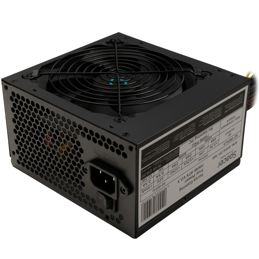 Sursa Spacer ATX True Power TP700 (700W for 700W GAMING PC), PFC activ, fan 120mm, 2x PCI-E (6), 5x S-ATA, 1x P8 (4+4), retail box, „SPPS-TP- 700”