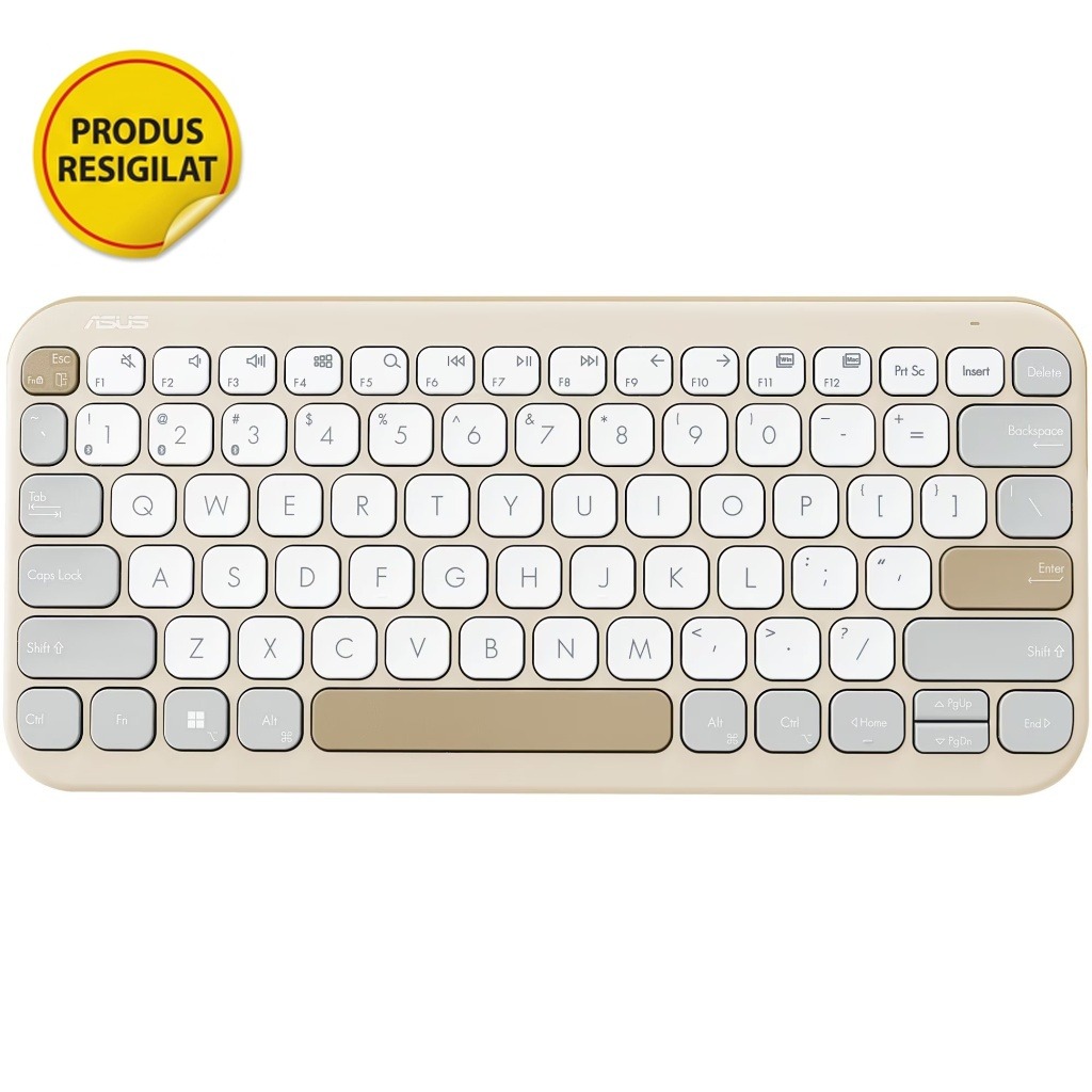 Resigilat - tastatura wireless ASUS KW100, Oat Milk