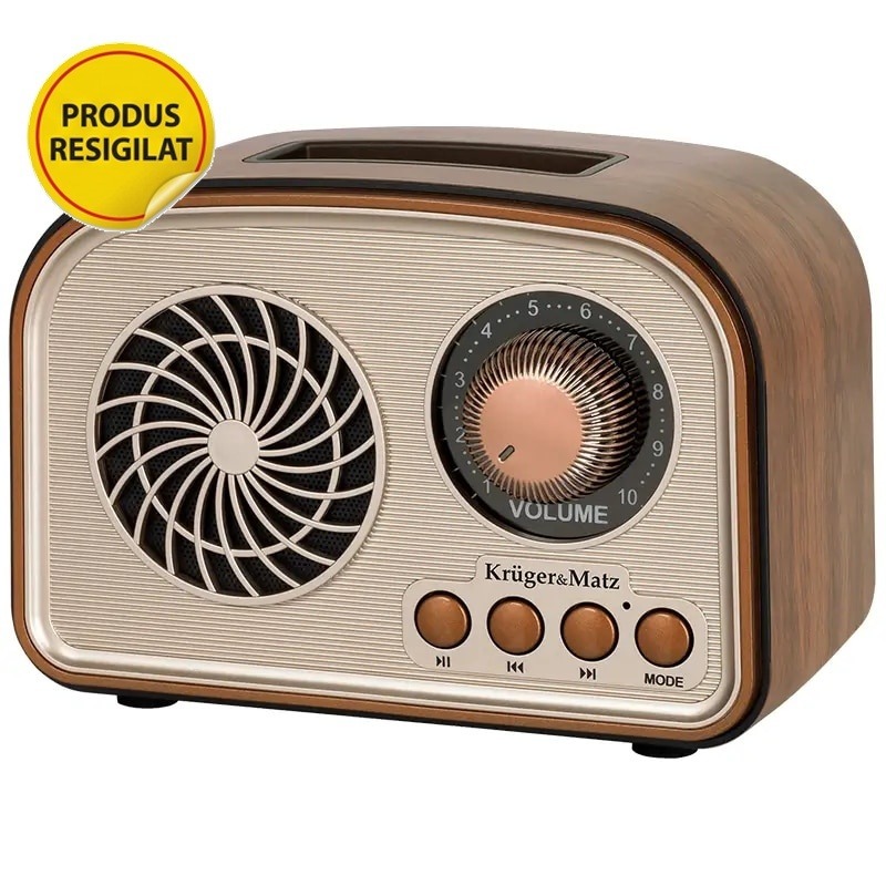 Resigilat- Radio portabil Kruger&Matz KM0834, analog AM/FM/SW, Bluetooth 6.0, 5W, 185x77.5x150mm
