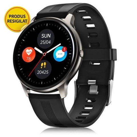 Resigilat Smartwatch X-Fit Pixel, Niceboy, Silicon, LCD 1.3 inch, IP68, Negru