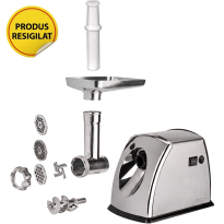 Resigilat Masina de tocat MPM MMM-07M, 1800W, lama din otel inoxidabil, functie REVERSE, 3 site de taiere, accesoriu carnati, gri
