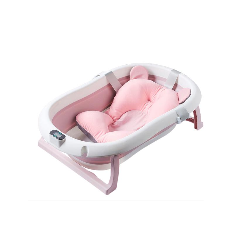 Cadita pliabila U-Grow UGCT-0055-PK, termometru digital, pernuta, roz
