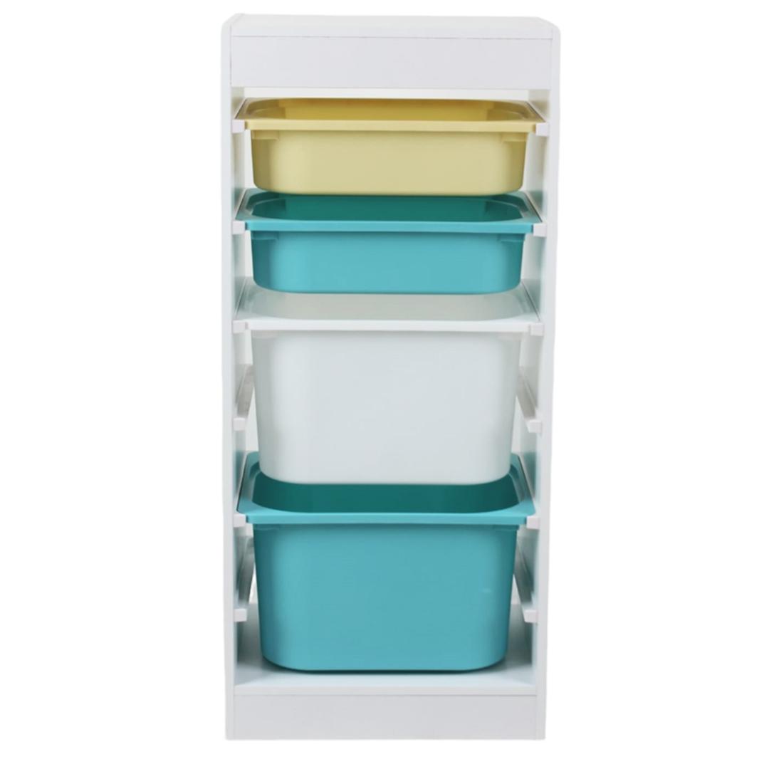 Raft depozitare U-Grow UGRD114-CLR, 4 cosuri colorate, cadru lemn