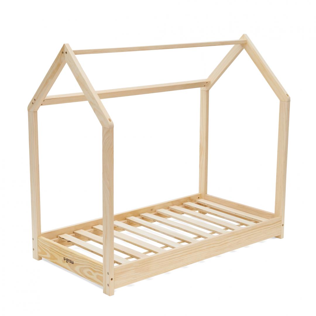 Pat casuta U-Grow UGBB2023, lemn natur, stil Montessori, 140x70cm