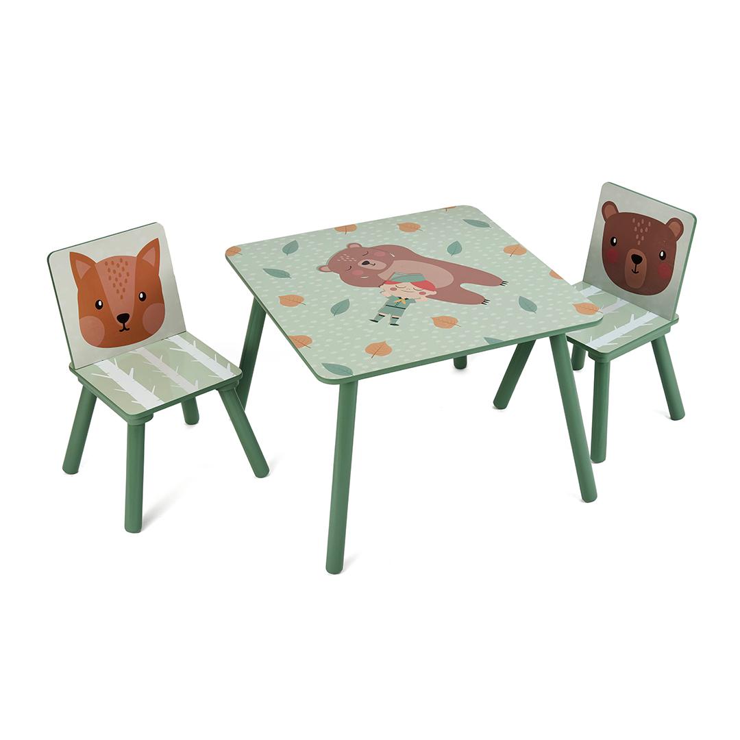 Set masuta si 2 scaune U-Grow UGMBS07-GNF, Green Forest, lemn
