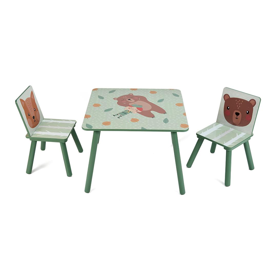 Set masuta si 2 scaune U-Grow UGMBS07-GNF, Green Forest, lemn