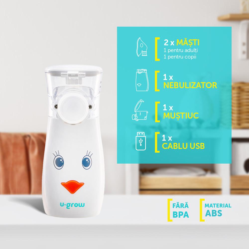 Aparat aerosoli portabil U-Grow UG-UN209, tehnologie Mesh, silentios, USB