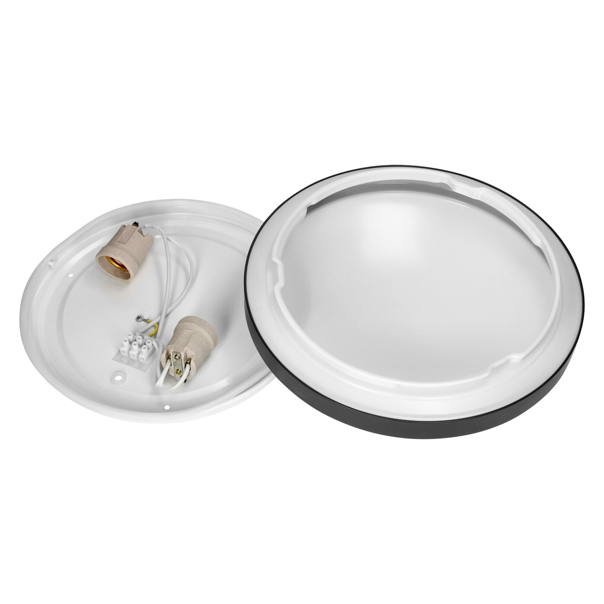 Plafoniera VIRONE SELENE CL/2XE27-10/B, 2xE27, max. 2x15W, IP54, IK07, negru/alb