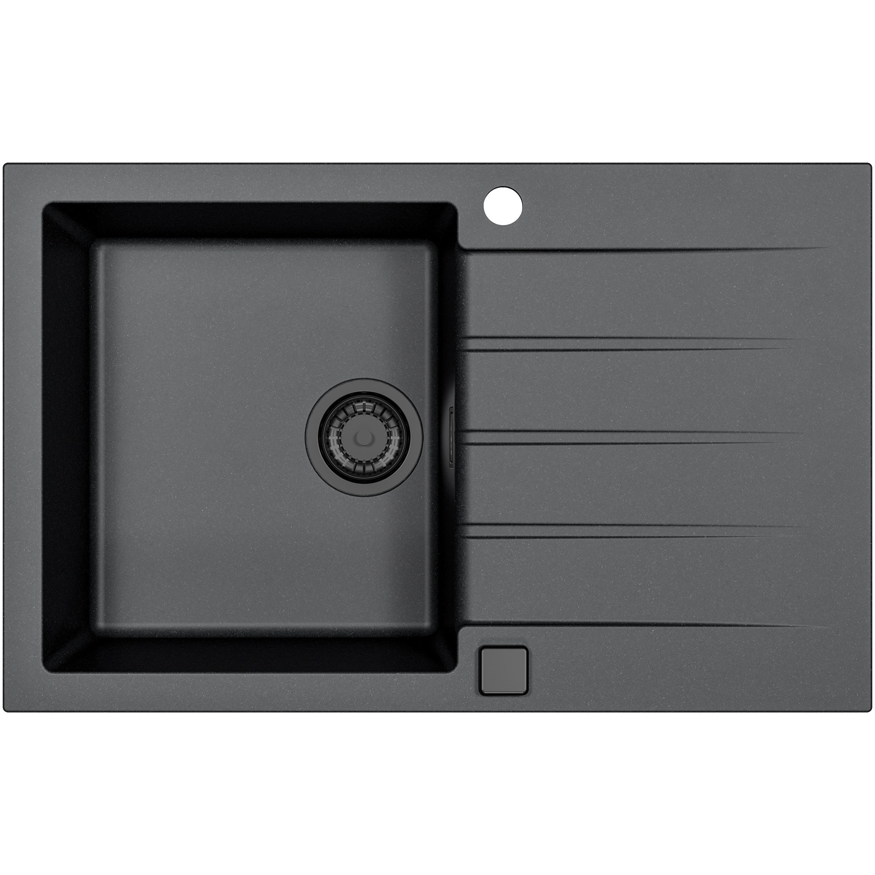 Pachet chiuveta bucatarie algranit Alveus Cadit 20, 790x500x198 mm + Baterie Primrose All Black, Sifon cu pop-up si ventil inclus, Negru