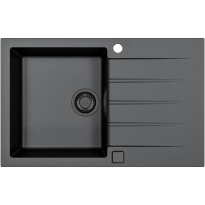 Pachet chiuveta bucatarie algranit Alveus Cadit 20, 790x500x198 mm + Baterie Primrose All Black, Sifon cu pop-up si ventil inclus, Negru