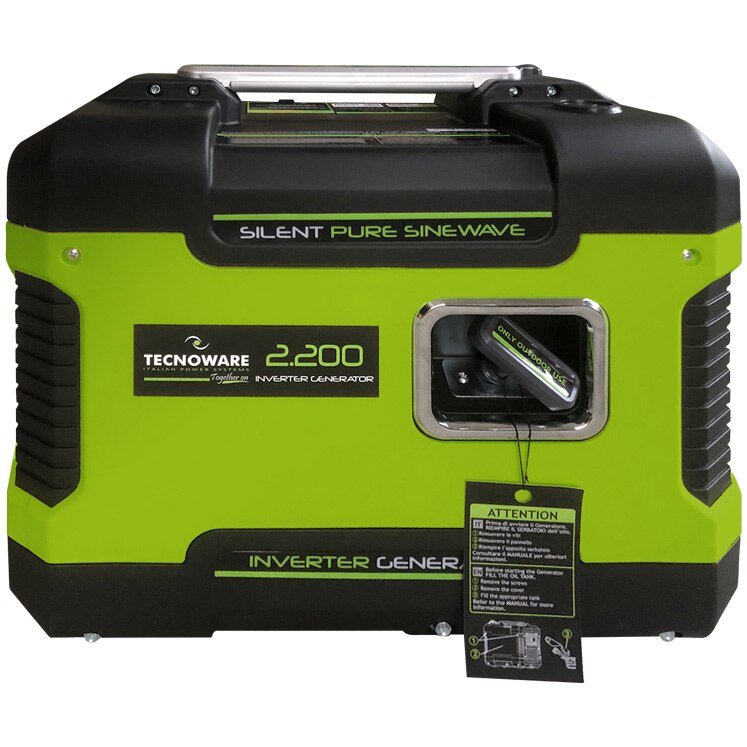 Generator, Tecnoware, Generator invertor silentios de 2200VA cu sistem de pornire la recul, ECO Speed Control Sistem,Capacitate rezervor 4 L, Benzina fara plumb, 2 prize Schuko de 16A