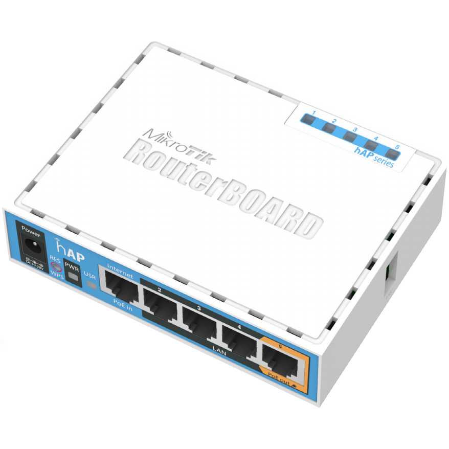 Router wireless MikroTik RB951UI-2ND, 802.11b/g/n, procesor Qualcomm Atheros QCA9531-BL3A-R 600 MHz, memorie RAM 64 MB, 5 x 10/100, PoE, RJ45, USB 2.0