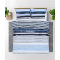 Lenjerie dubla, 100% bumbac, 4 piese, azul
