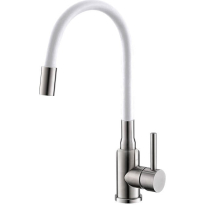 Baterie bucatarie Alveus Flexa, pipa flexibila, cartus ceramic, Alb Satin