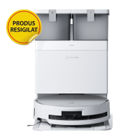 Resigilat Robot de aspirare Ecovacs DEEBOT X8 OMNI, 18000Pa, baterie Li-Ion 5200mAh, capacitatea rezervorului de apa 110ml, capacitatea cosului de praf 220ml, capacitate rezervor statie pentru apa murdara 2 x 4L, capacitate cos praf statie 3L, alb