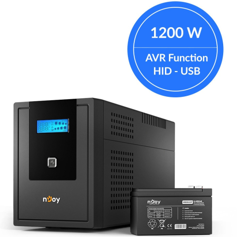 UPS NJOY Cadu 2000, 2000VA/1200W, Line Interactive, AVR, Auto-Restart, Ecran LCD