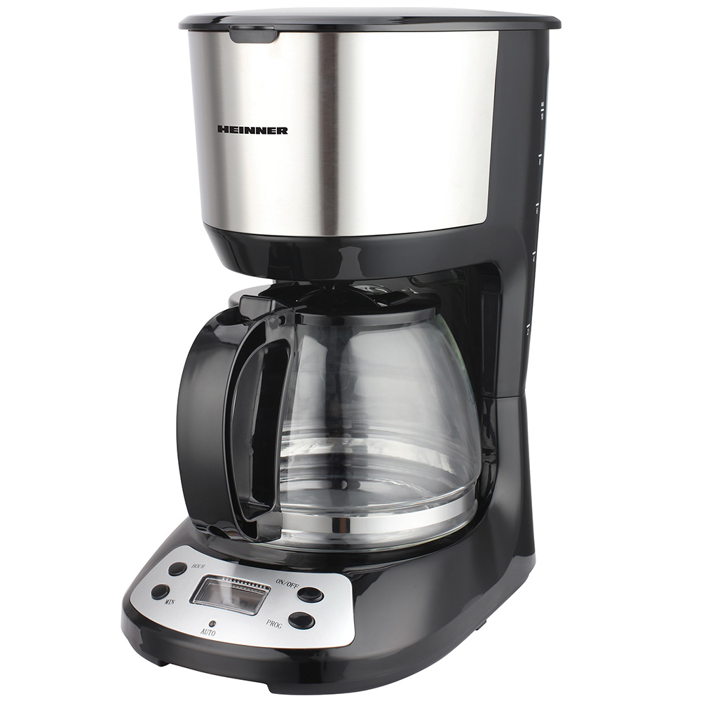 Cafetiera digitala Heinner Silvert Chatt HCM-D750GCSS, LCD, 1.25L, filtru detasabil, 750W, negru