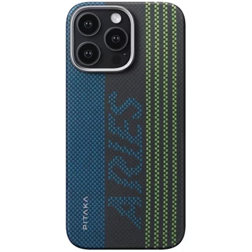 Husa de protectie Pitaka MagEZ 5 pentru iPhone 16 Pro Max Aries Tactile Woven, Fosforescenta