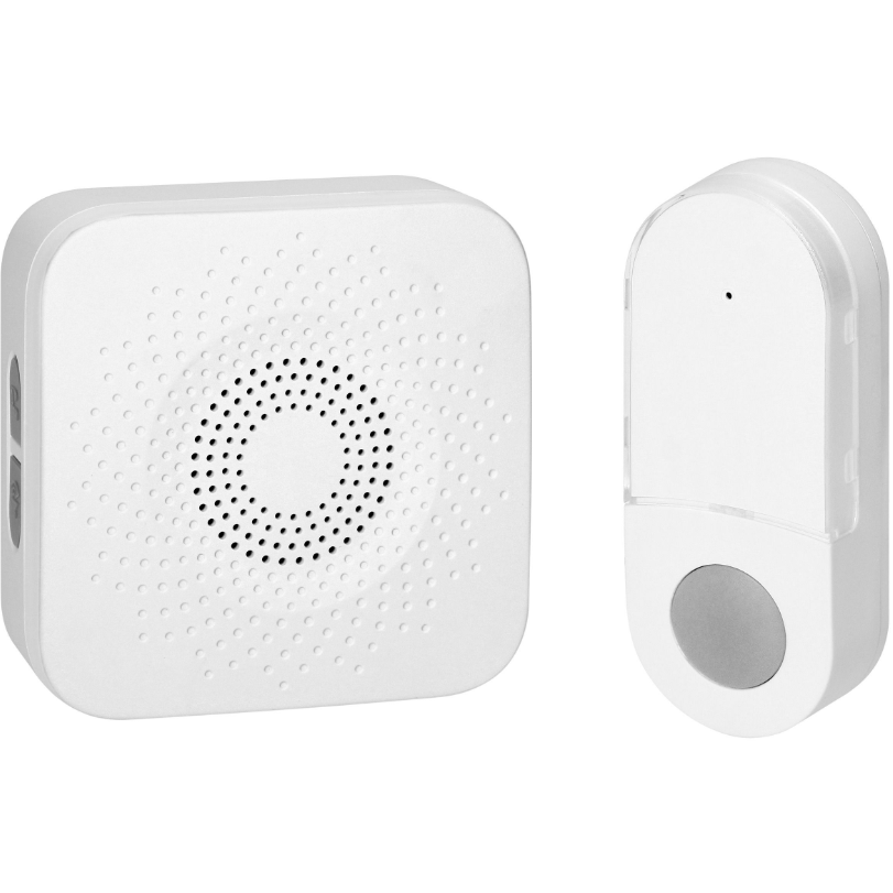 Sonerie wireless ORNO Home OR-DB-AB-169/W, alimentare la retea, IP44, 150 m, 32 tonuri, kit montaj perete, 1 receptor, Alb