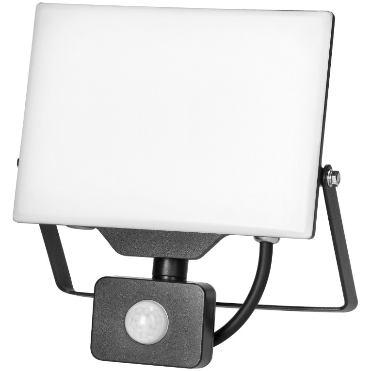 Proiector LED Adviti Porto S AD-NL-6465BLR4, cu senzor de miscare, fara rama, 50W, LED SMD, 4000 lm, IP65, 4000K, Aluminiu, Negru