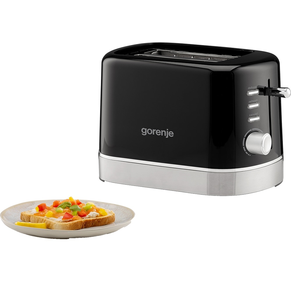 Prajitor de paine GORENJE T800DB, 2 felii, 800W, negru-argintiu