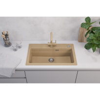 Chiuveta bucatarie Alveus Atrox 40, material compozit, 790x500x200mm, sifon pop-up inclus, Beige