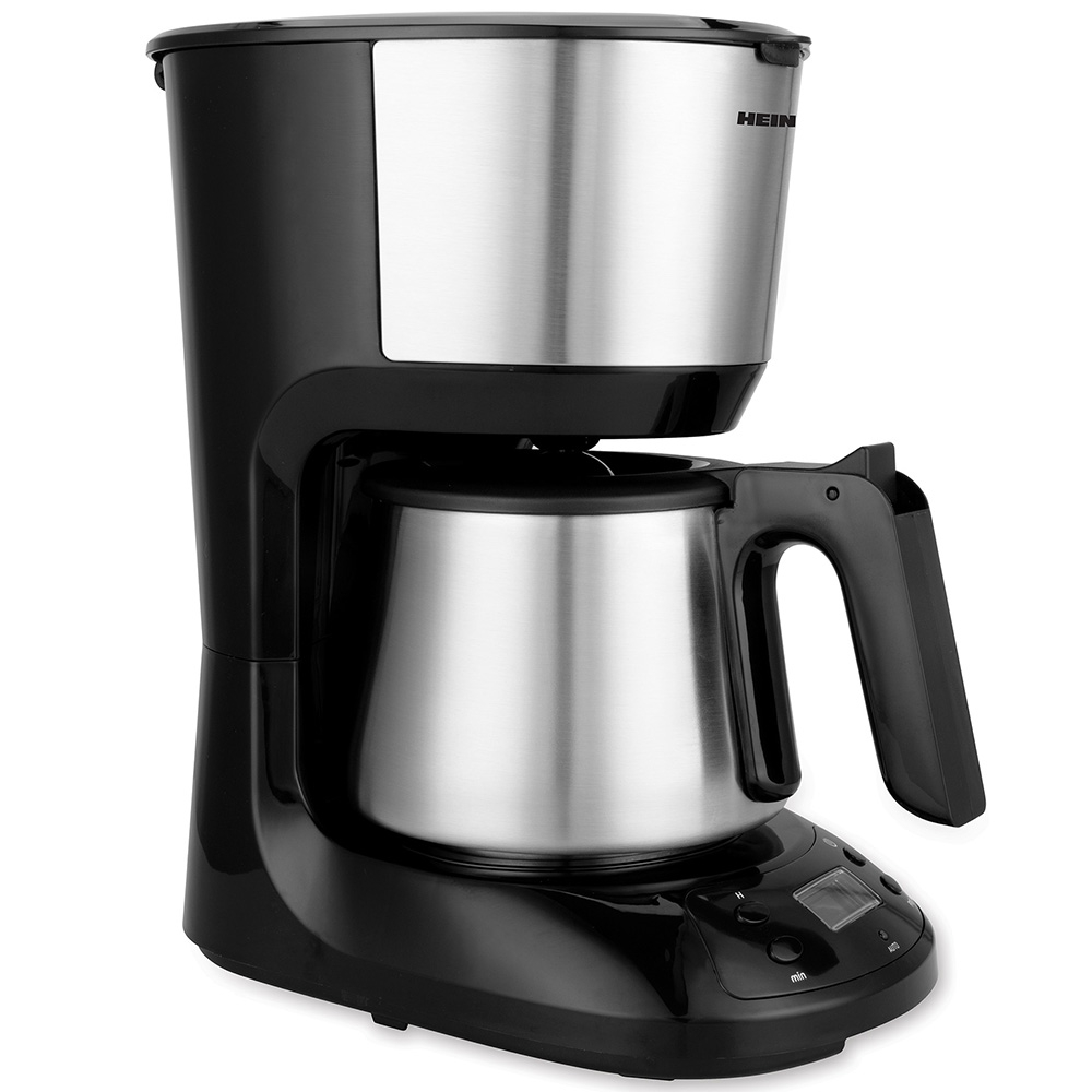 Cafetiera digitala Heinner Armoure HCM-D750SSBK, LCD, 1.25L, cana din otel inoxidabil, 750W, negru