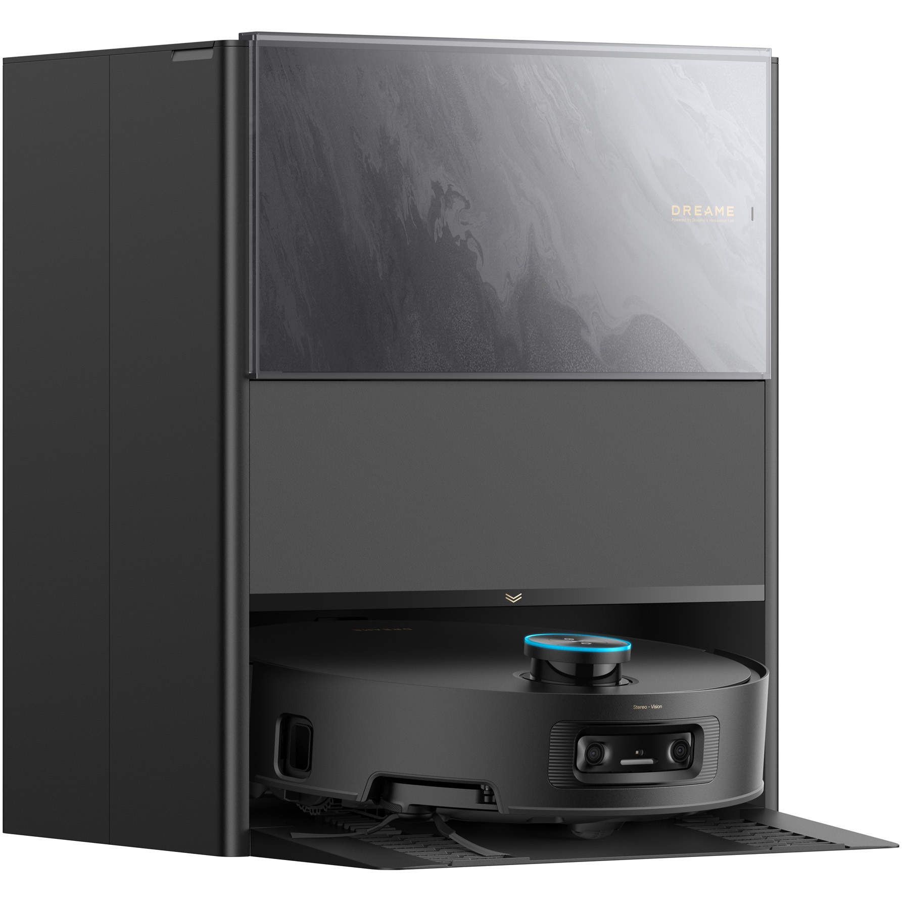 Robot de aspirare cu mop cu Dreame Aqua 10 Ultra Track RLR81CE-BK, tehnologie TrackSync™ statie automata de golire 3.5l, 25000Pa, functie autocuratare mop la 100˚C ThermoHub™, baterie 6400mAh, negru