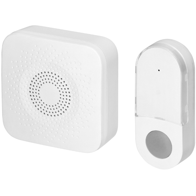 Sonerie wireless ORNO Home OR-DB-AB-169/W, alimentare la retea, IP44, 150 m, 32 tonuri, kit montaj perete, 1 receptor, Alb