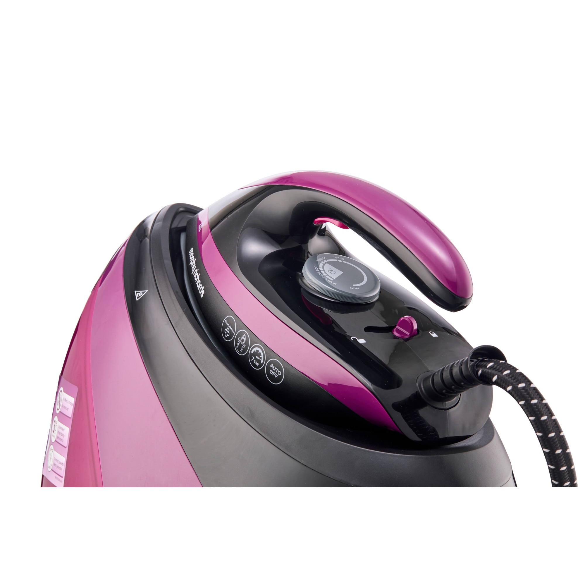 Statie de calcat MORPHY RICHARDS, SteamPro, 3000W, Capacitate 1.6L, 7 bari, Talpa ceramica, Tehnologie AutoClean