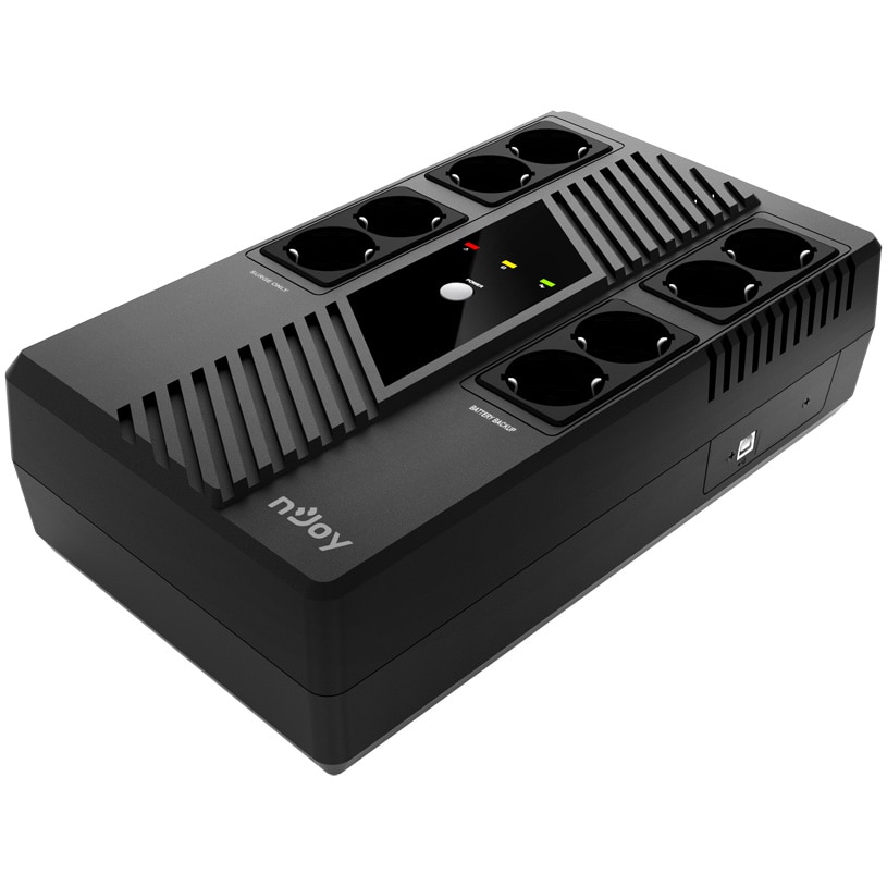 UPS nJoy Token 600, 600VA/360W, 8 Prize Schuko cu protectie, HID USB port, Management, Repornire Automata, AVR