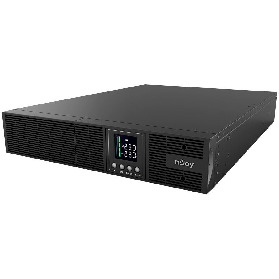 UPS nJoy Aster 3K 2U On-line, 3000VA/2700W, 8 prize IEC C13, 1 priza IEC C19, Dubla conversie, LCD Display