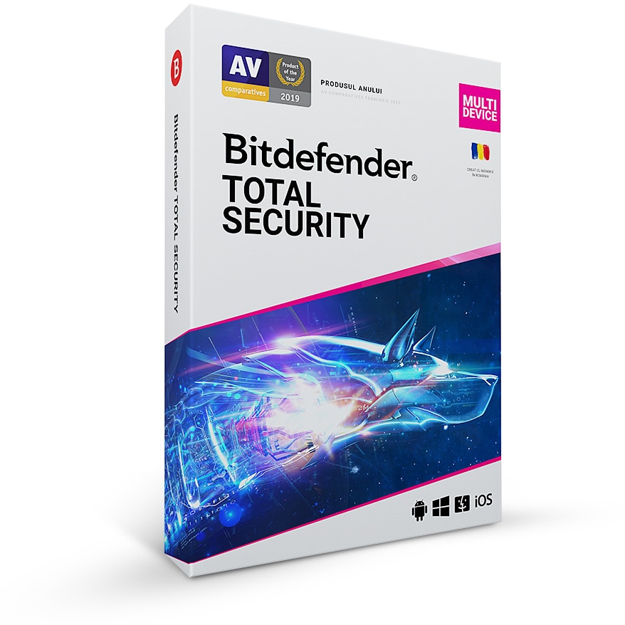 Bitdefender Total Security, 1 an, 10 dispozitive, licenta retail