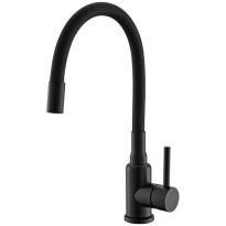 Baterie bucatarie Alveus Flexa, pipa flexibila, cartus ceramic, Negru mat
