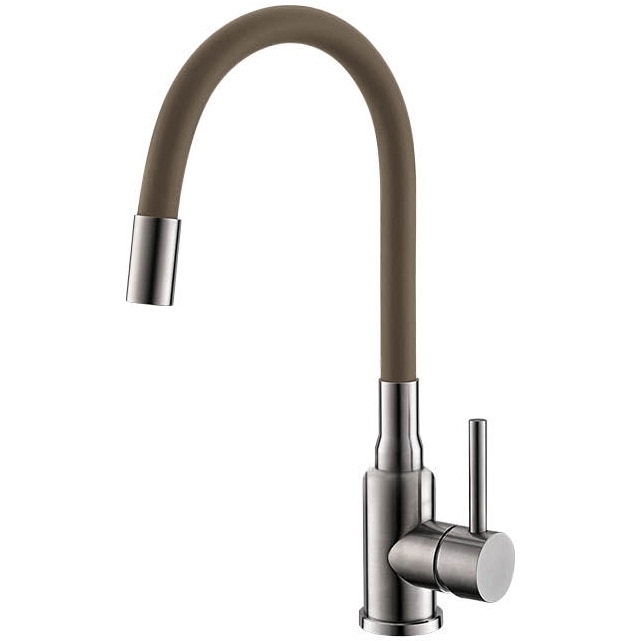 Baterie bucatarie Alveus Flexa, pipa flexibila, cartus ceramic, Bej Satin