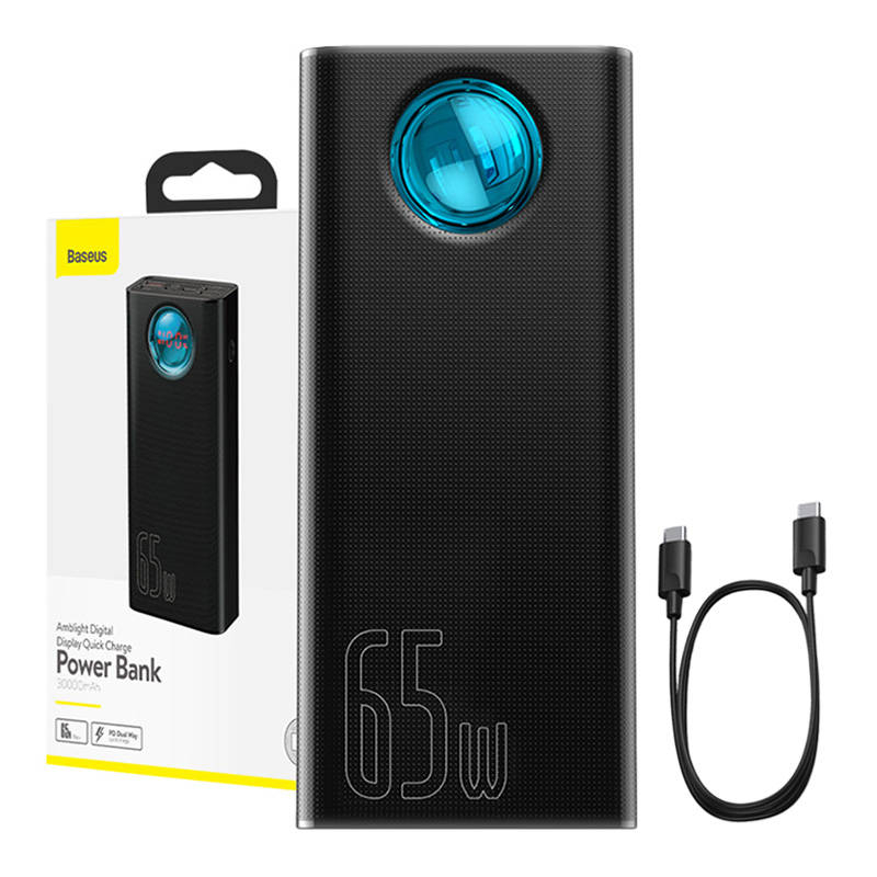 Powerbank, Baseus, 30000mAh, 4xUSB, USB-C, 65W, Negru