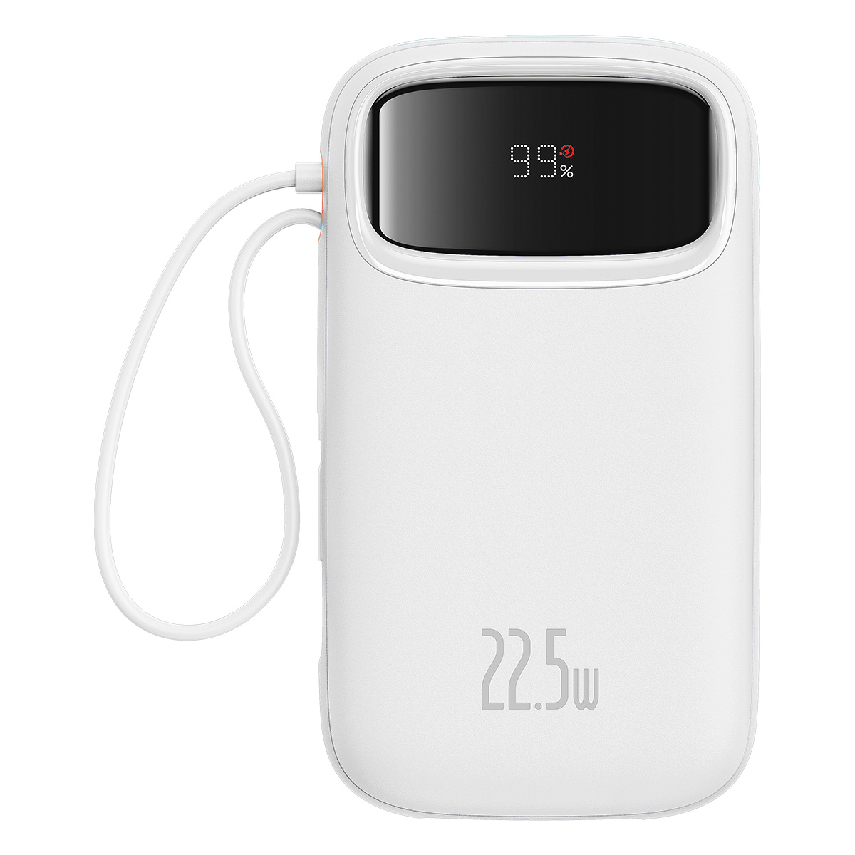 Acumulator extern Baseus Qpow2, 10.000 mAh, cablu dual USB-C, 22.5W, Digital Display, Alb