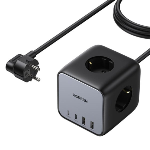 Prelungitor UGREEN Nexode DigiNest Cube 3 prize, 3680W, AC, Schuko, 2x USB-C, 2x USB-A, 1.8m, Gri