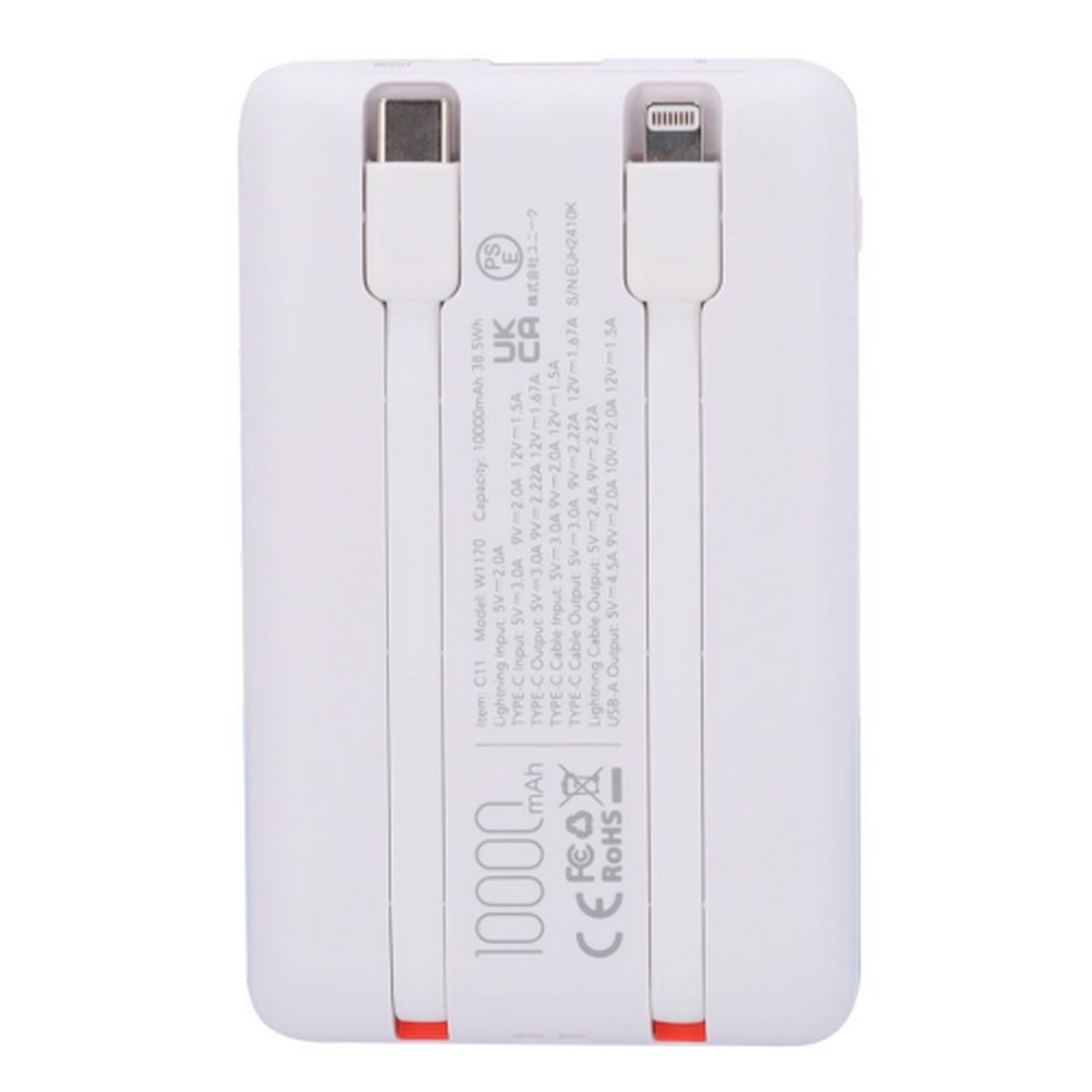 Baterie Externa Veger W1170, 1 x USB-C, 1 x Lightning, 1 x USB-A, 10000 mAh, Alb
