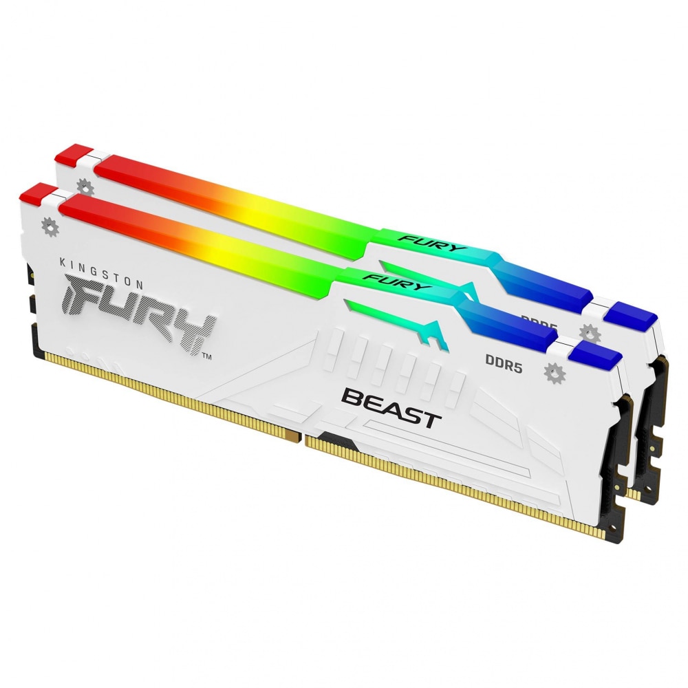 Memorie Kingston FURY Beast White RGB 64GB(2x32GB) DDR5 6000MHz CL36 AMD EXPO, KF560C36BWEAK2-64