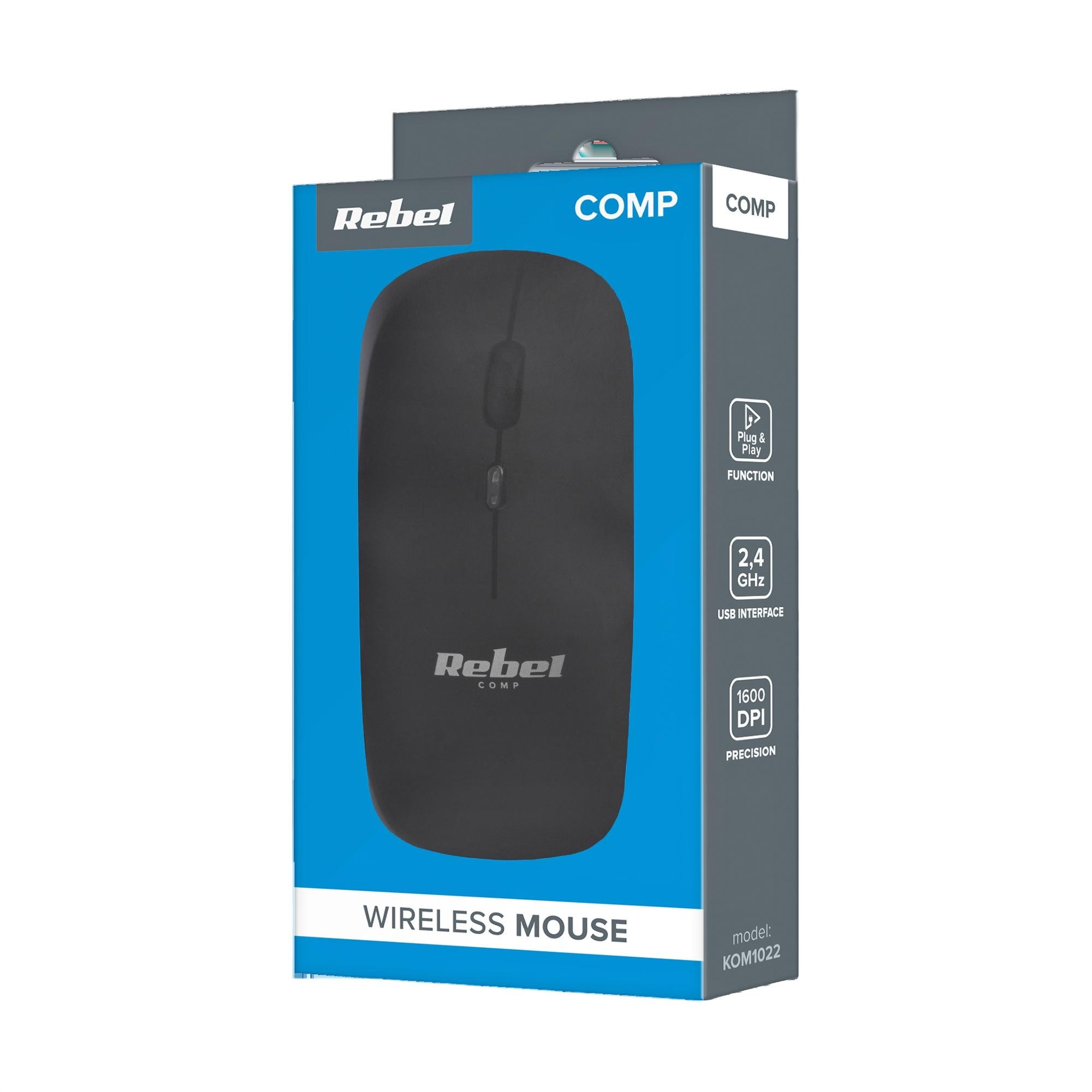 Mouse fara fir Rebel WM210, negru, standard, 800-1600 DPI, design ergonomic