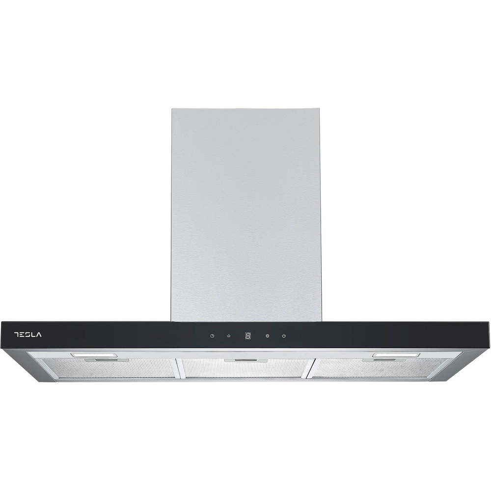 Hota decorativa Tesla DC900AXB, T-shape, 630 m3/h, 1 motor DC 75 W, Display LED, 90 cm Inox/Sticla