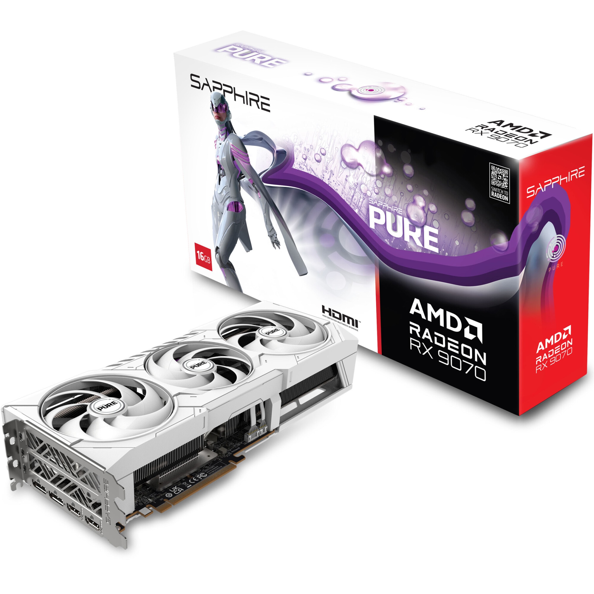 Placa video SAPPHIRE PURE AMD RADEON™ RX 9070 GAMING OC, 16GB GDDR6, 256-bit