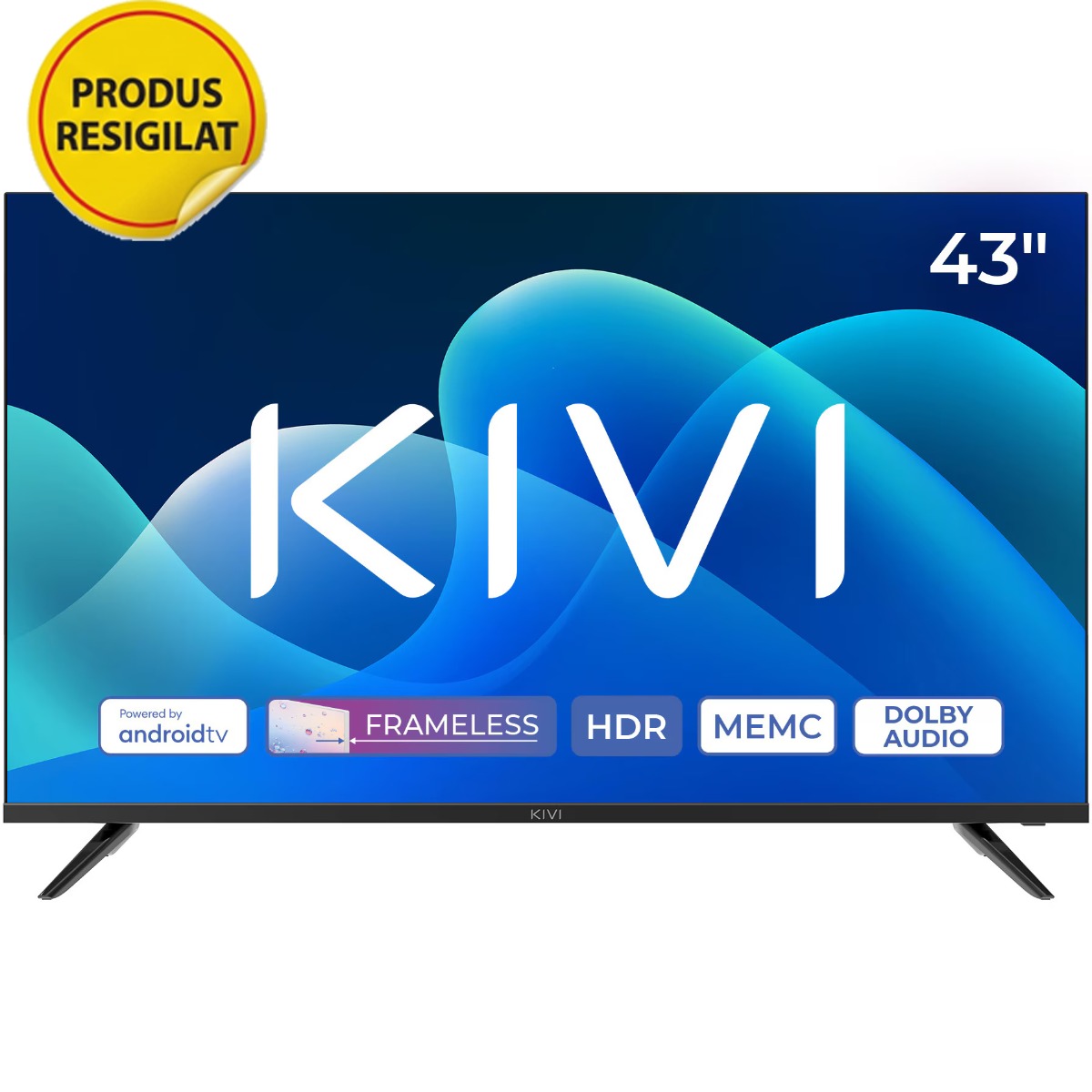 RESIGILAT - Televizor KIVI LED 43U730QB, 109 cm, Smart Android TV, 4K Ultra HD, Clasa G, lipsa picior stand
