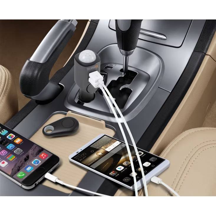 RESIGILAT - Incarcator auto si alarma cu senzor de miscare TECHNAXX TX-100, 110dB, 450mAh, negru