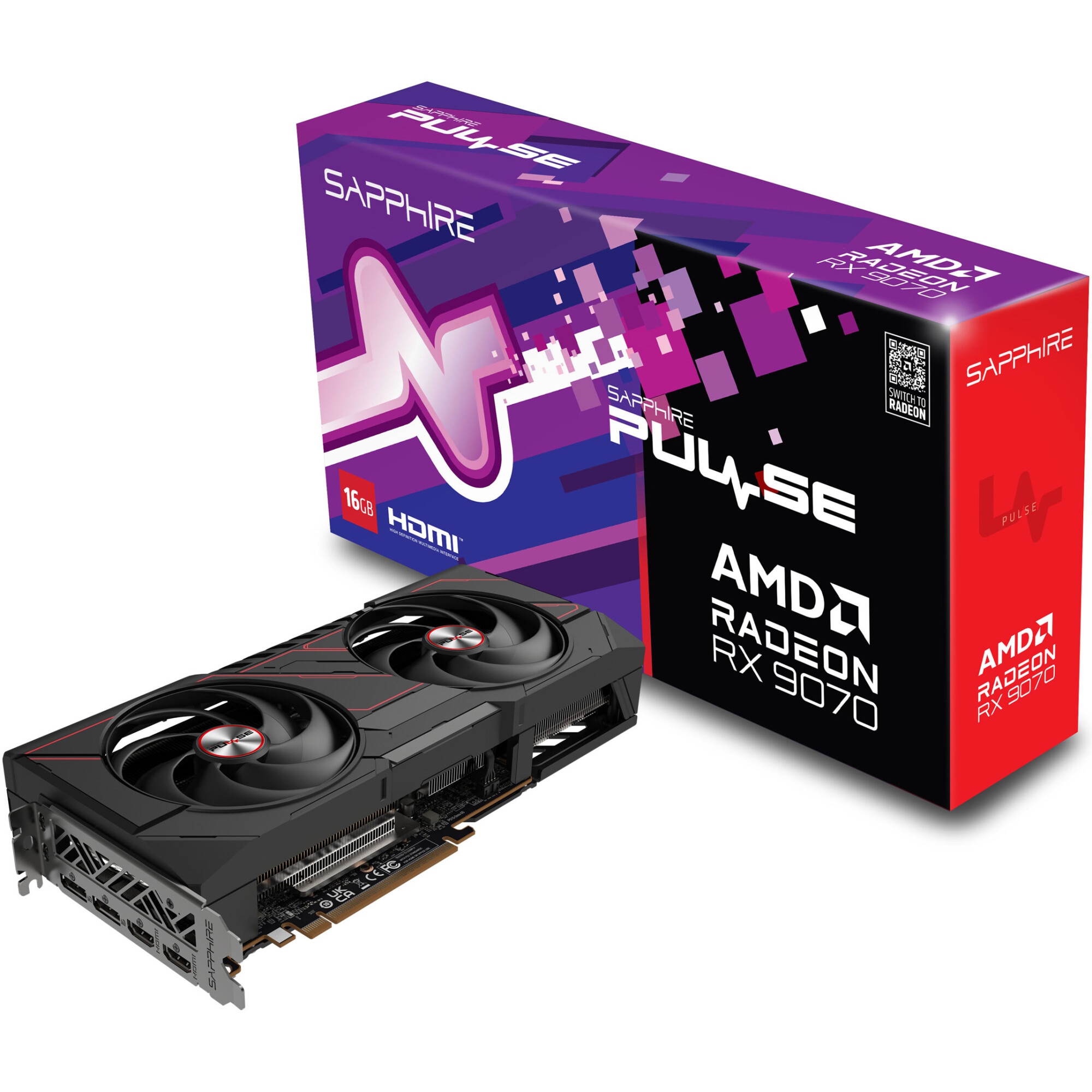 Placa video SAPPHIRE PULSE AMD RADEON™ RX 9070 GAMING, 16GB GDDR6, 256-bit