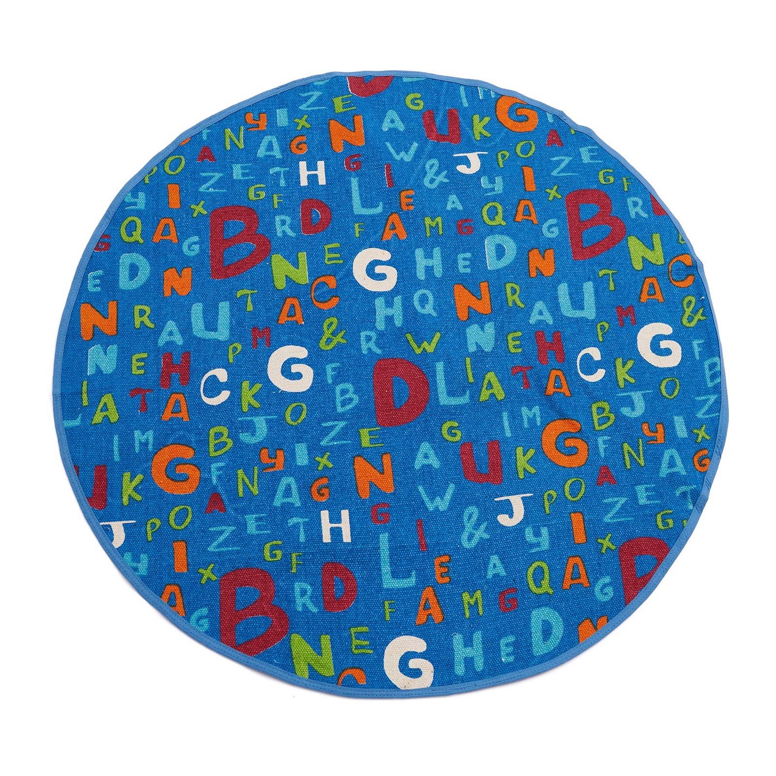 Covor Alphabet Heinner Home, diametru 110 cm, 100% bumbac, tesatura plata, 850 GSM, spate aderent